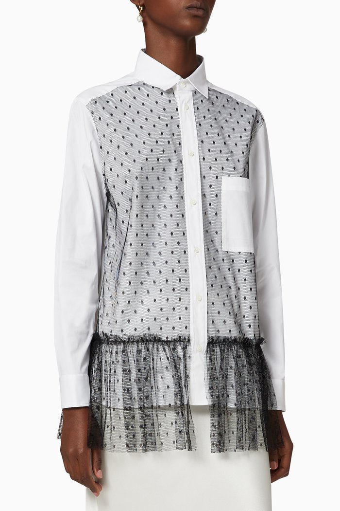 

Mesh Poplin Shirt, White