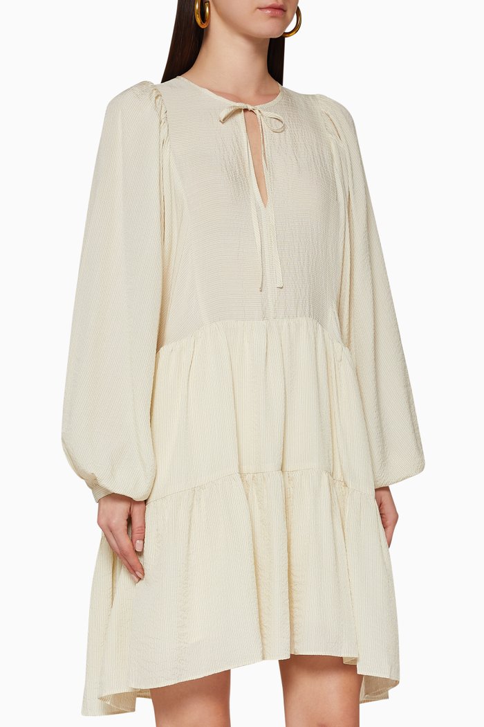 

Madison Tiered Silk Dress, Neutral