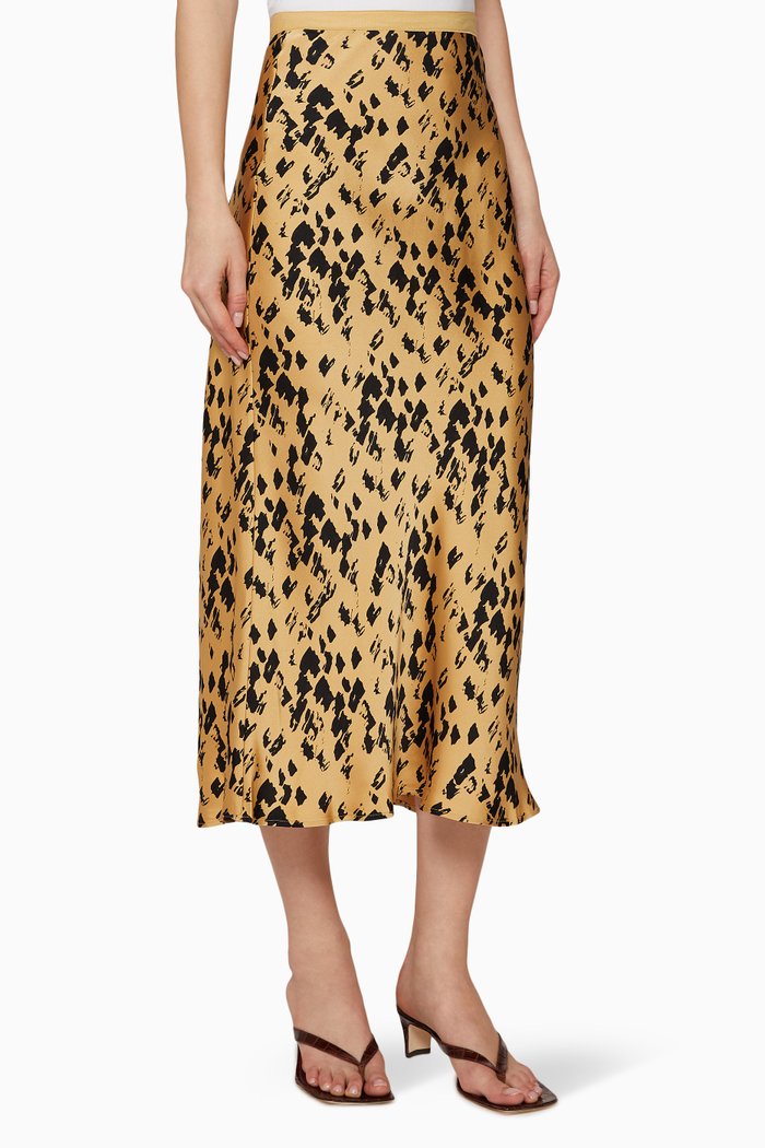 

Bar Silk Midi Skirt, Yellow