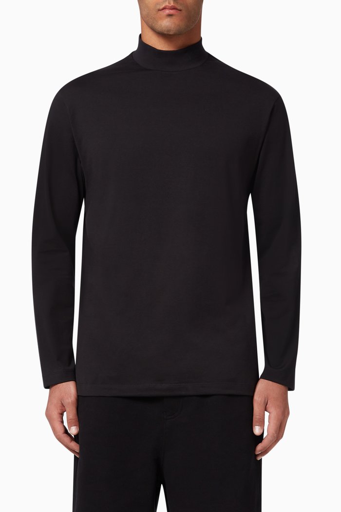 Classic Mock Neck T-Shirt, Black