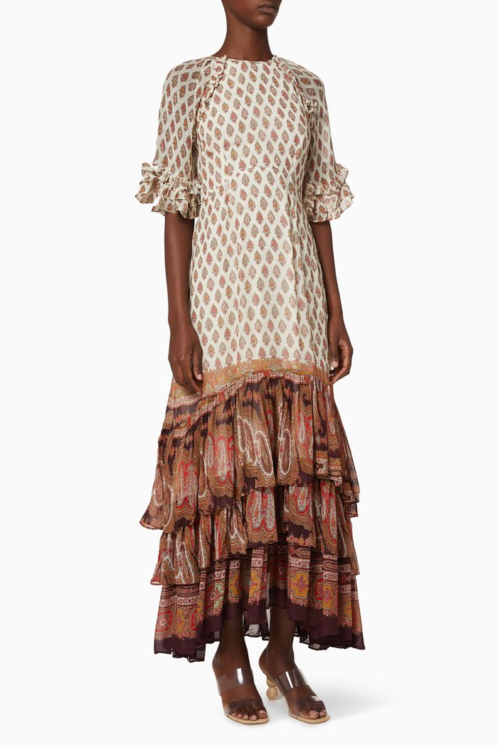 

Paisley Georgette Gown, Brown