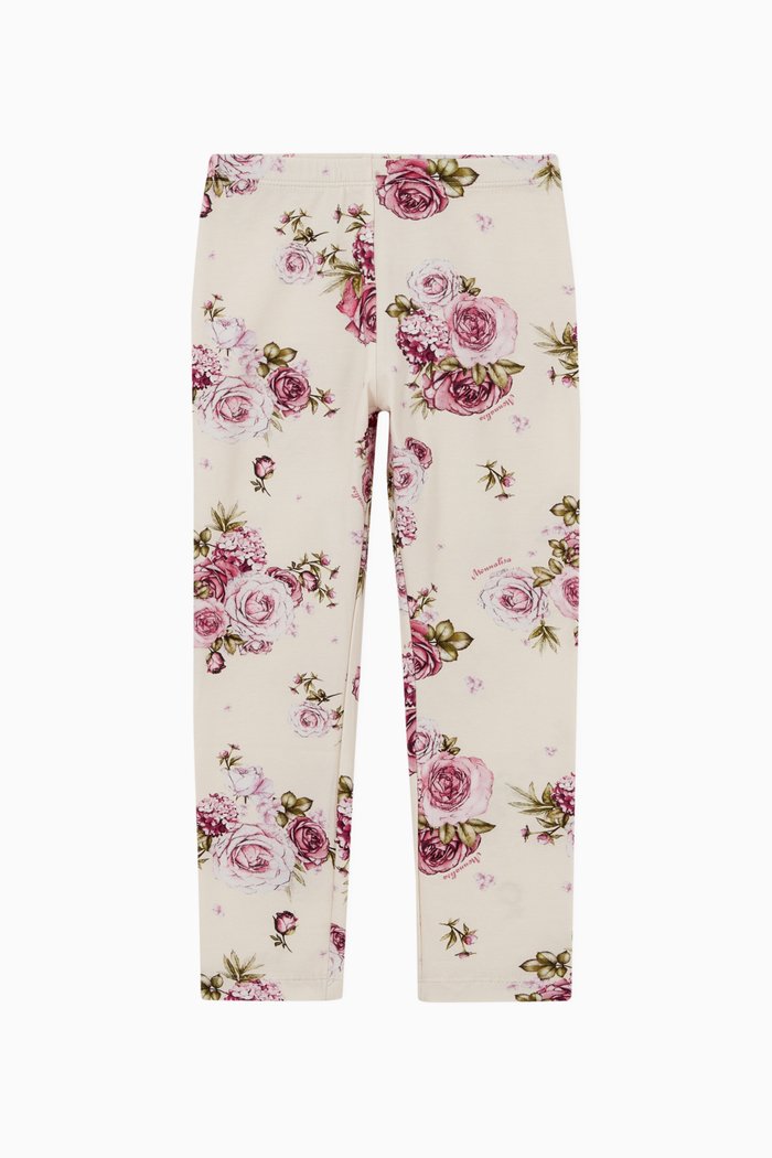 

Floral Jersey Leggings, Pink