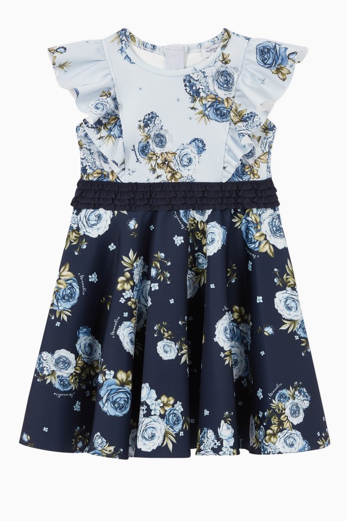 

Ruffle Floral Dress, Blue