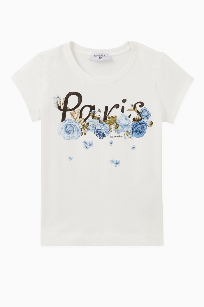 

Floral Print Cotton T-Shirt, Blue