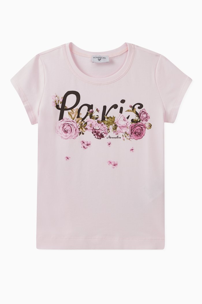 

Floral Print Cotton T-Shirt, Pink