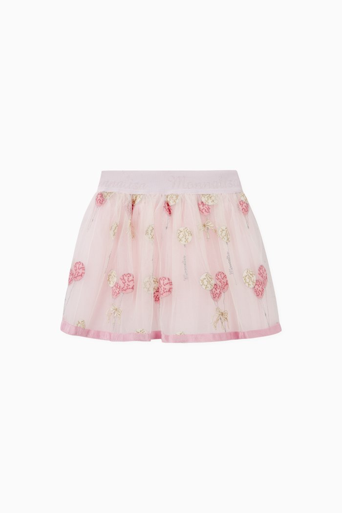 

Floral Embroidered Tulle Skirt, Pink
