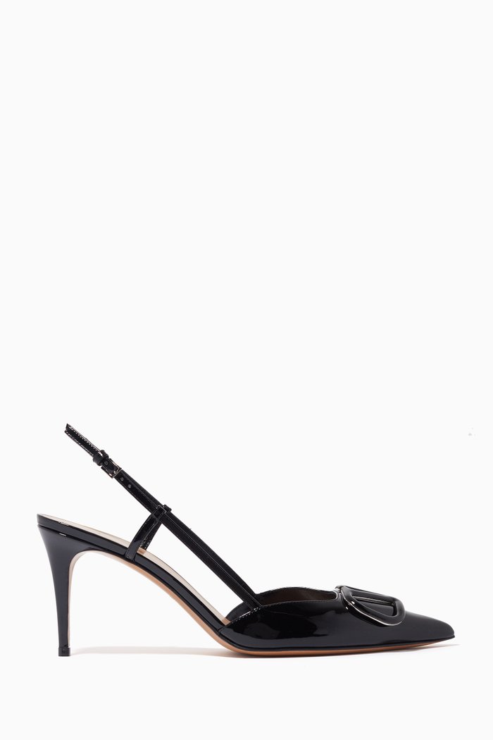 

Valentino Garavani VLOGO Slingback Pumps in Patent Leather, Black