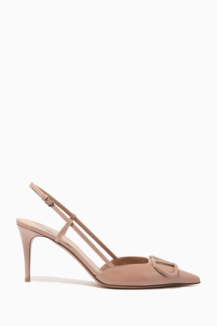 

Valentino Garavani VLOGO Slingback Pumps in Patent Leather, Neutral