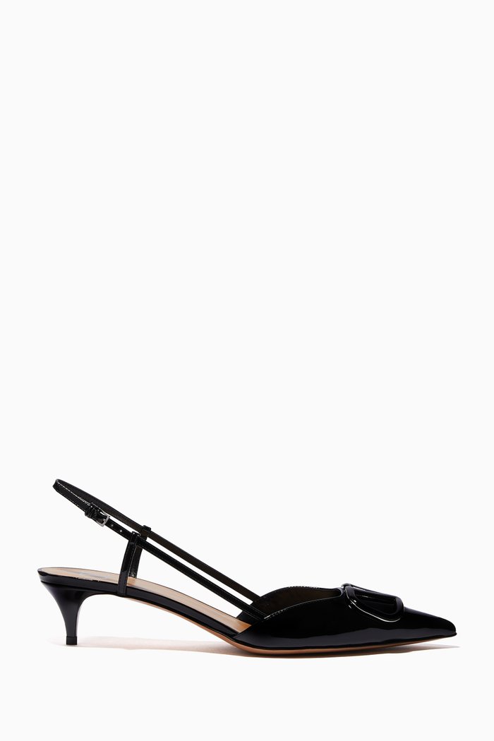 

Valentino Garavani VLOGO Slingback Pumps in Patent Leather, Black