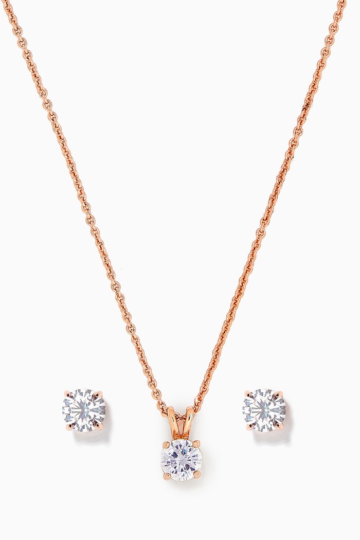 

Round Earrings & Necklace Set, Rose gold