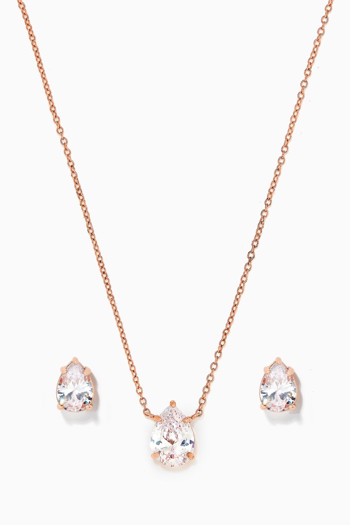 

Pear Earrings & Necklace Set, Rose gold