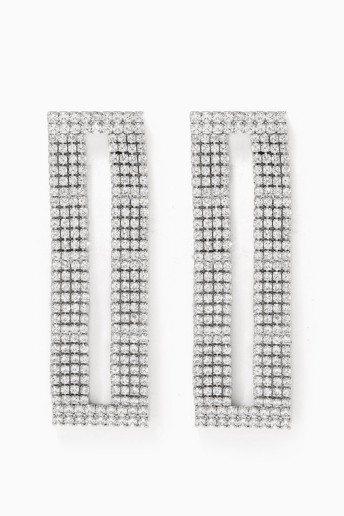 

Flexi Rectangle Earrings, Silver