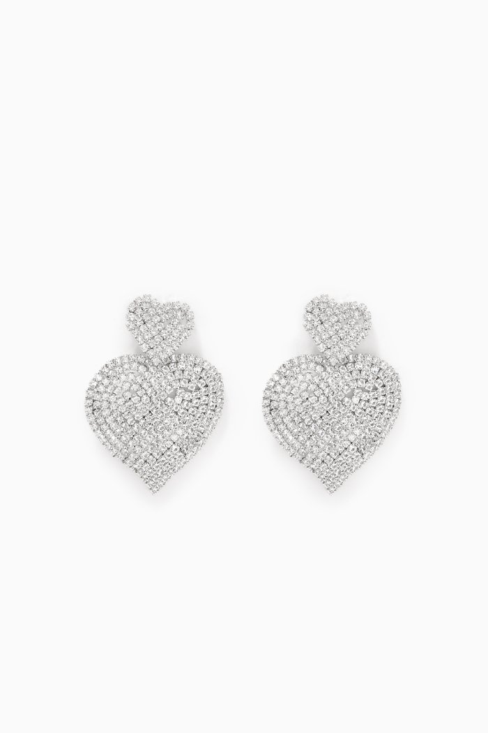 

Flexi Double Heart Earrings, Silver