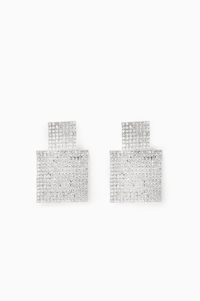 

Flexi Double Square Earrings, Silver