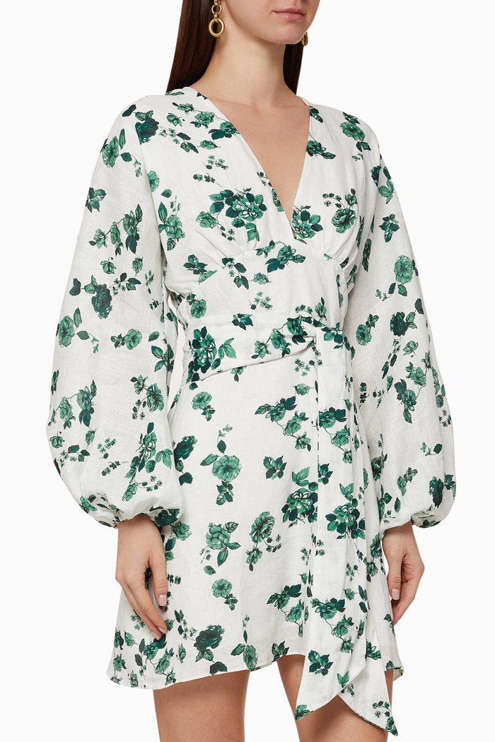 

Fallen Linen Mini Dress, Neutral