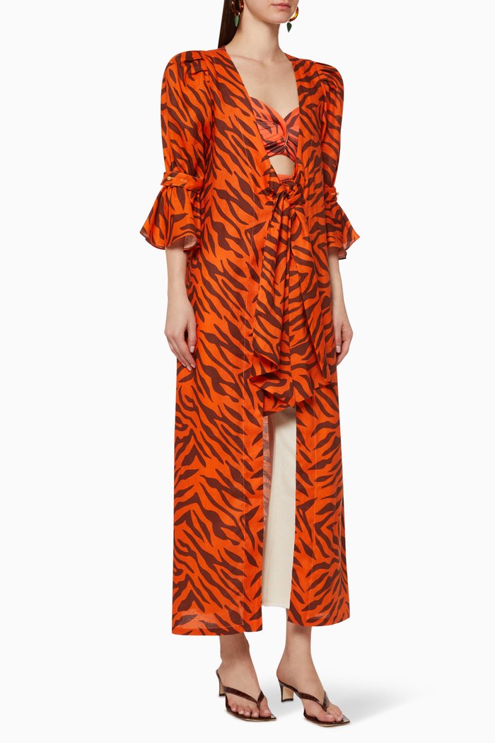 

Agua Alta Zebra Print Dress, Orange