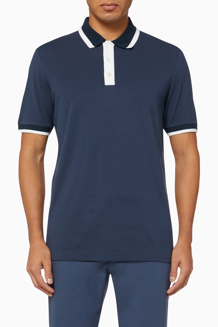

Ringer Rib Piqué Polo Shirt, Blue
