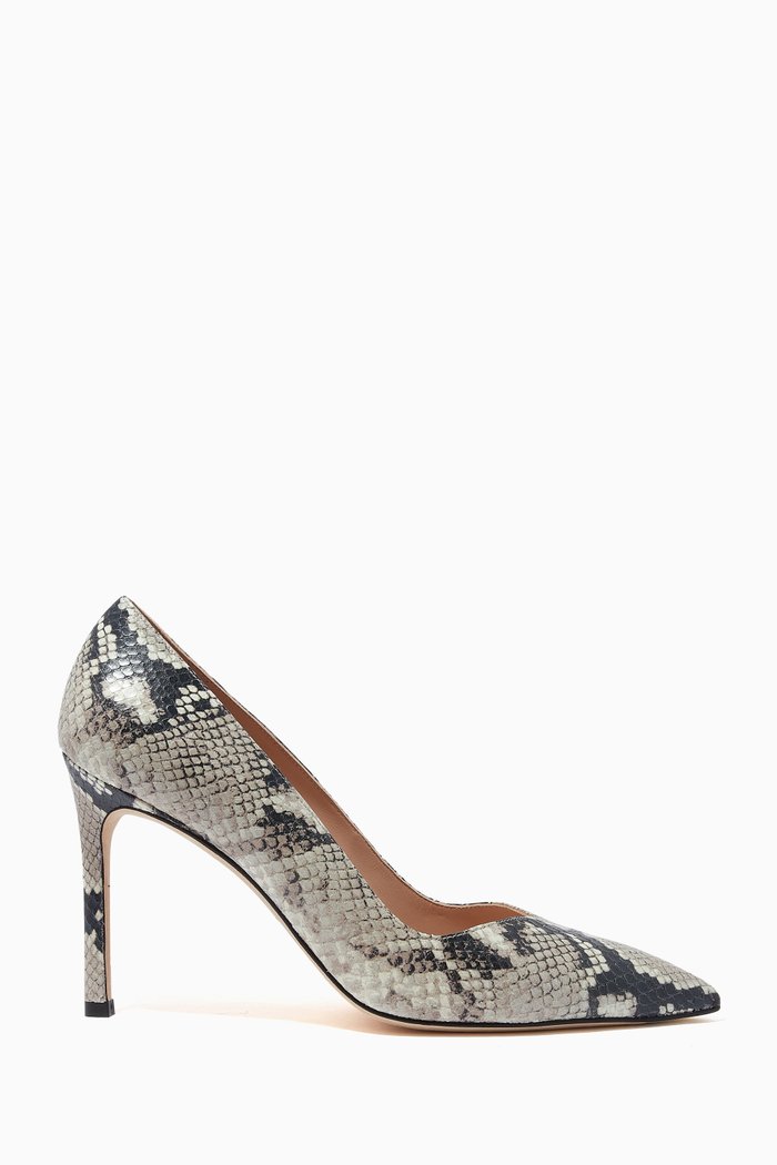 

The Anny 95 Pumps in Snake Print Leather, Grey