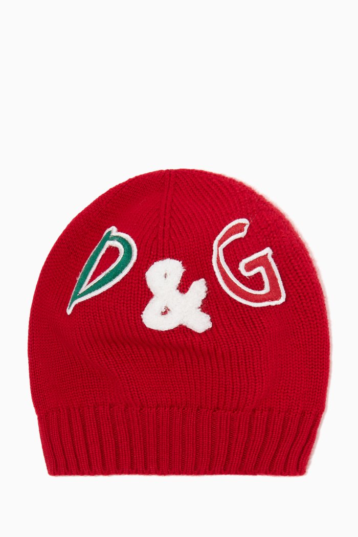 D&G Knit Beanie in Wool, Red
