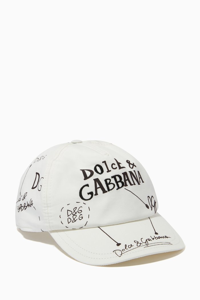 

Logo Lettering Baseball Cap in Poplin, White