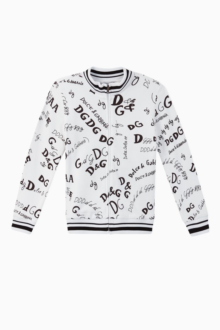 

Logo Lettering Zip-Up Jersey Sweatshirt, White