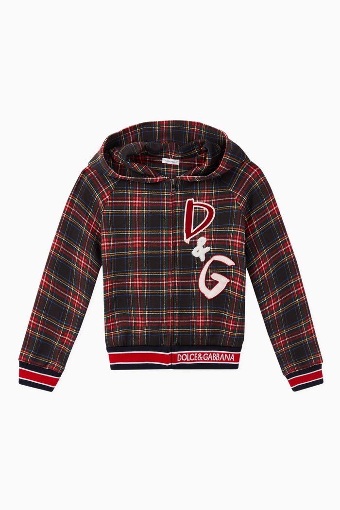 

DG Tartan Jersey Hoodie, Black
