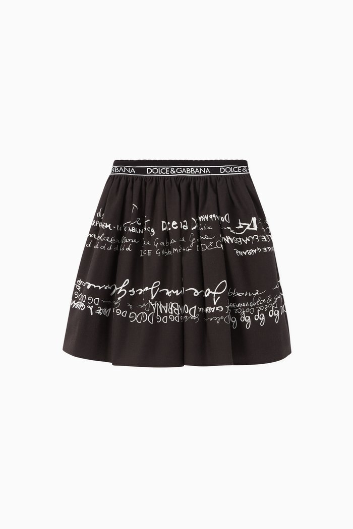 

Logo Lettering Cotton Skirt, Black