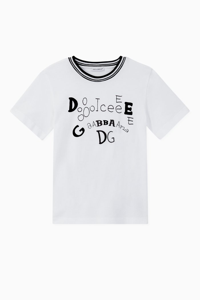 

Flocked Logo Cotton Jersey T-Shirt, White