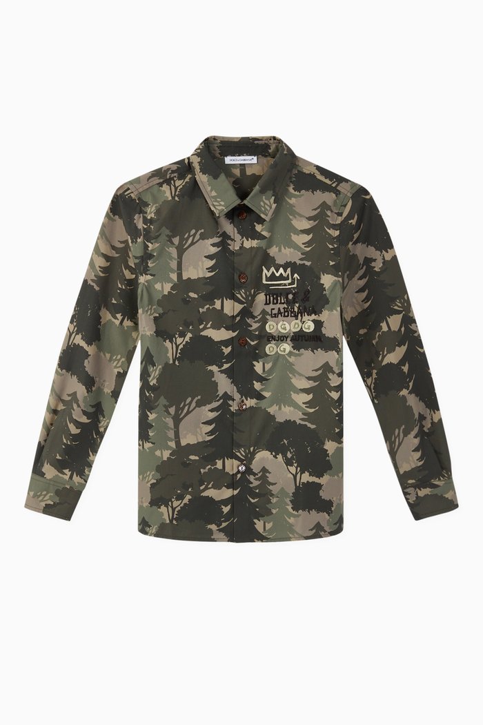 

Tree Graphic Poplin Shirt, Green