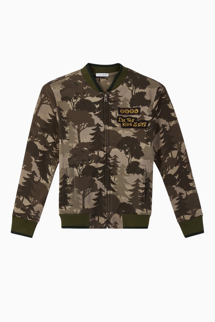 Tree Graphic Zip-Up Sweatshirt, Green