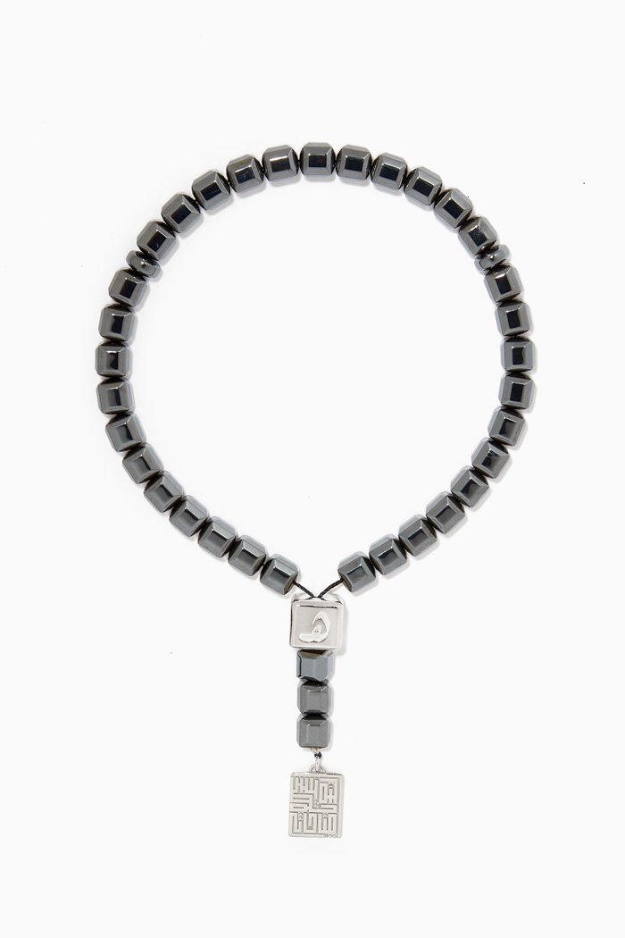 

Hematite Prayer Beads in Sterling Silver, Black
