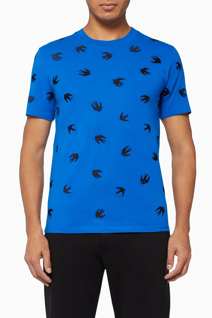 

Swallow Allover Cotton T-Shirt, Blue