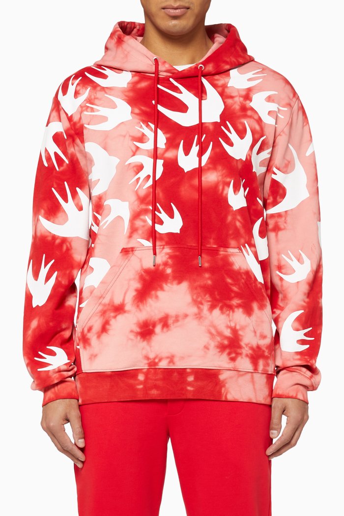 

Swallow Swarm Tie Dye Jersey Hooded Sweatshirt, Red
