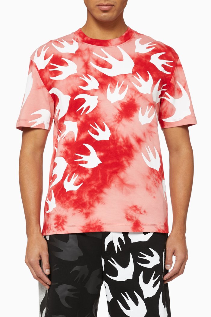 Swallow Swarm Tie Dye Jersey T-Shirt, Red