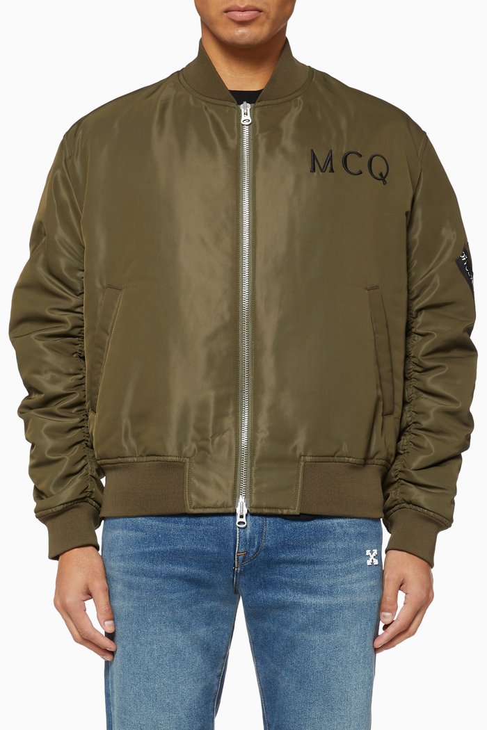

MCQ Padded Nylon Bomber Jacket, Green