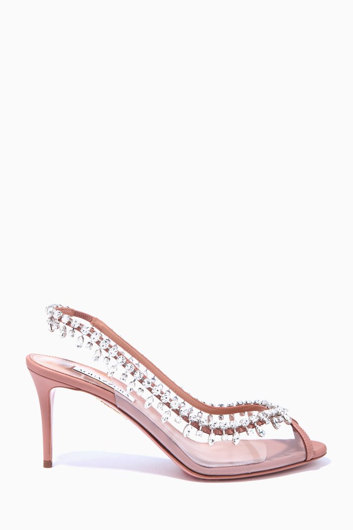 Temptation 75 Crystal-embellished Slingback Sandals in Leather, Pink