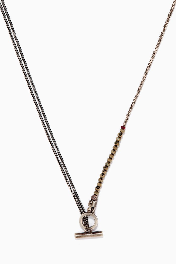 

Pyrite with Ruby Toggle Necklace, Silver