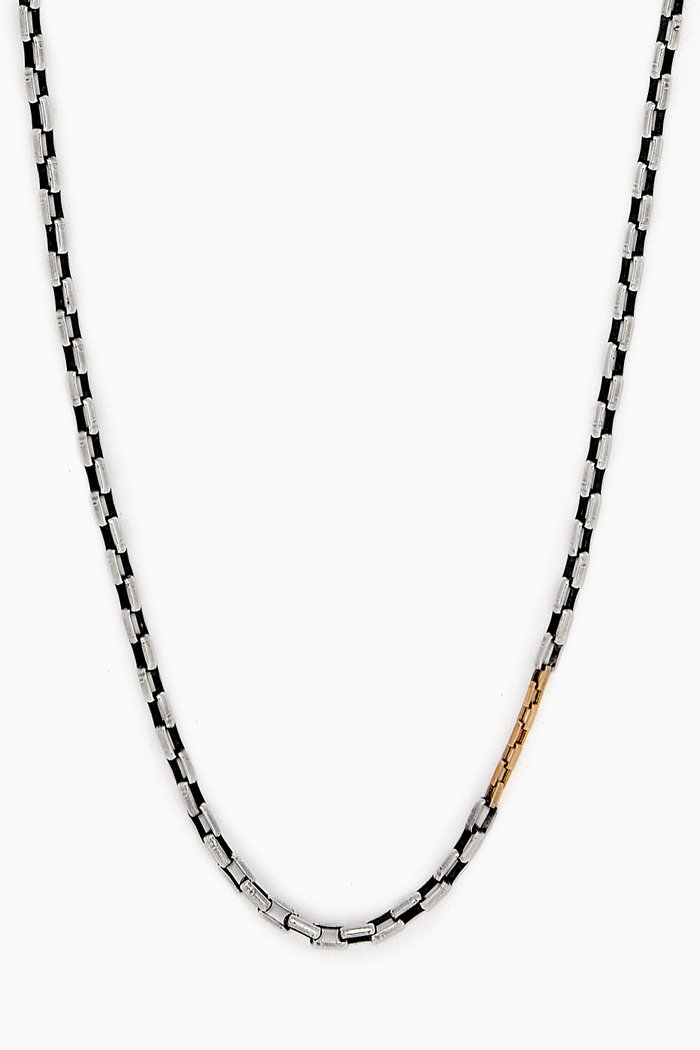 

Box Chain Necklace with 18kt Gold Link, Silver