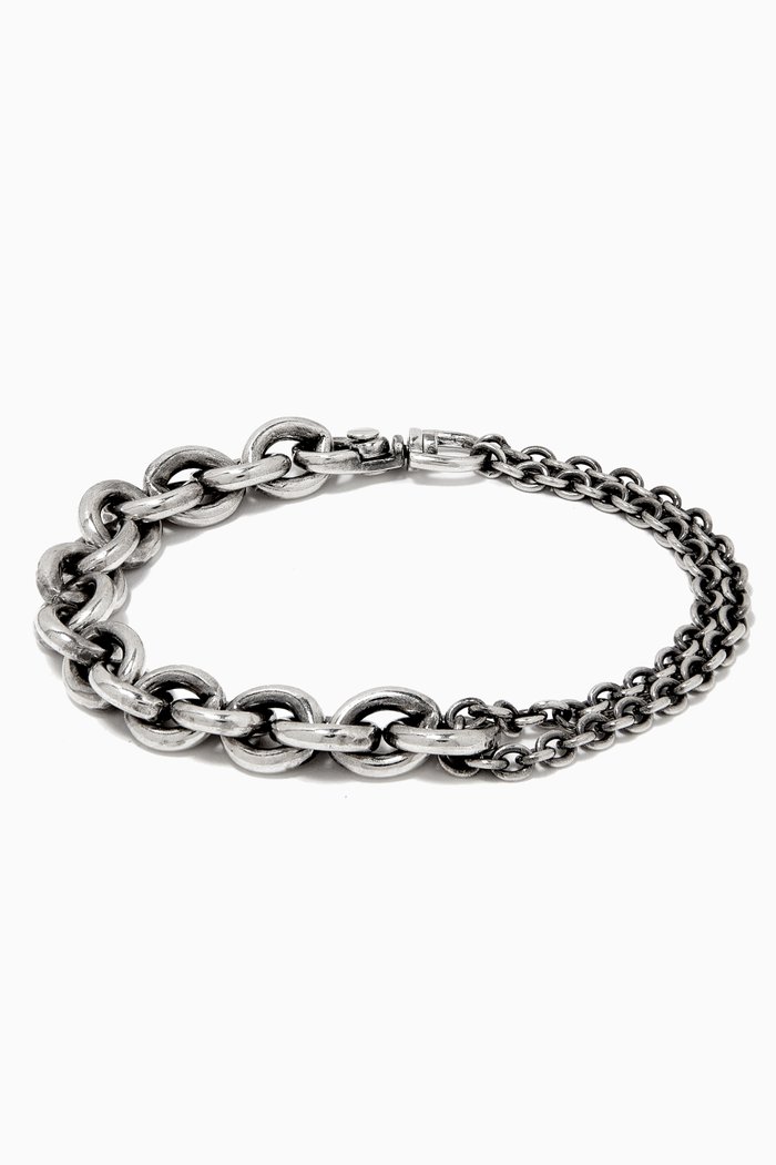 

Cable to Double Wrap Chain Bracelet, Silver