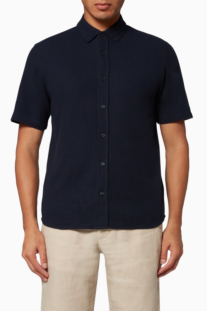 

Pique Cotton Shirt, Blue