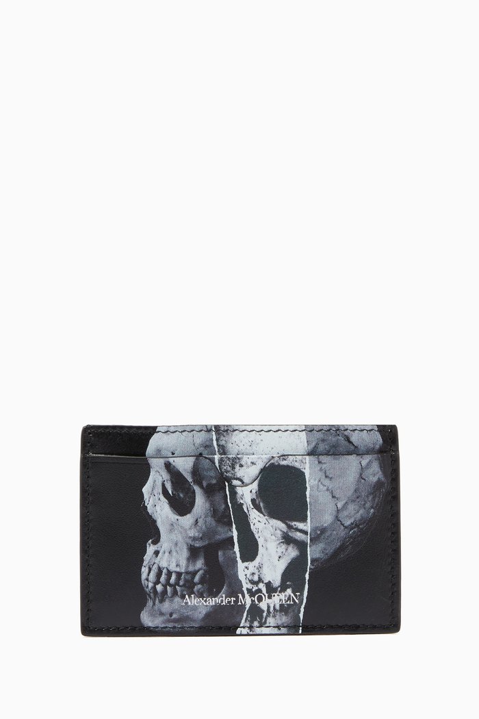

Torn Skull Cardholder in Calfskin, Black