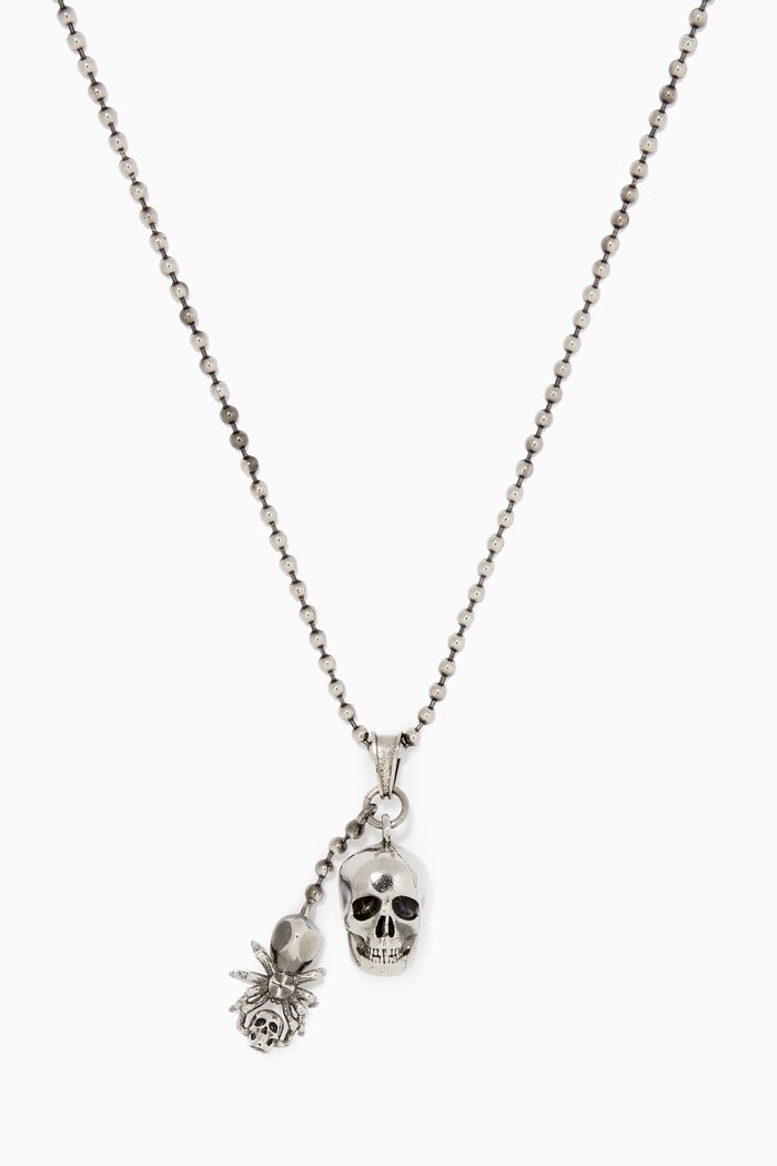 

Spider & Skull Necklace, Silver