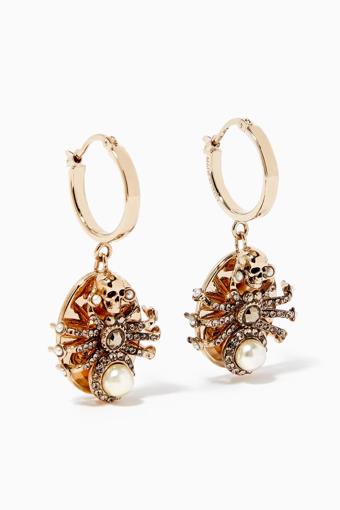 

Jeweled Spider Earrings, Gold