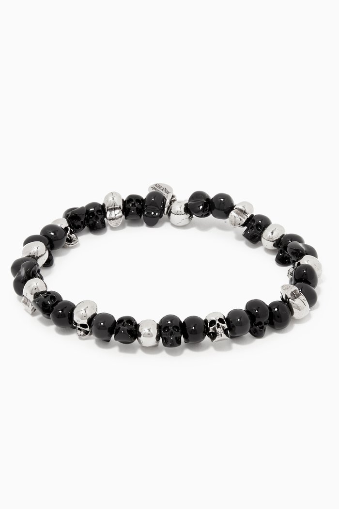 

Beaded Skull Bracelet, Silver