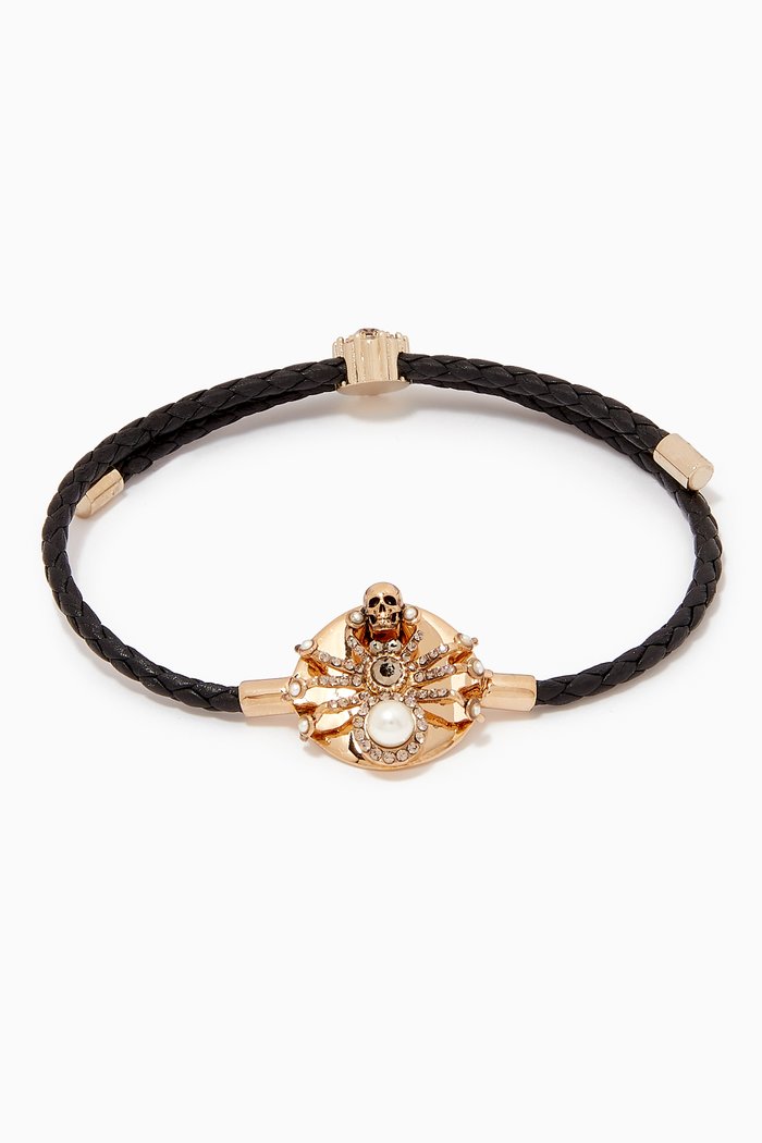 

Jeweled Spider Bracelet in Calfskin, Gold