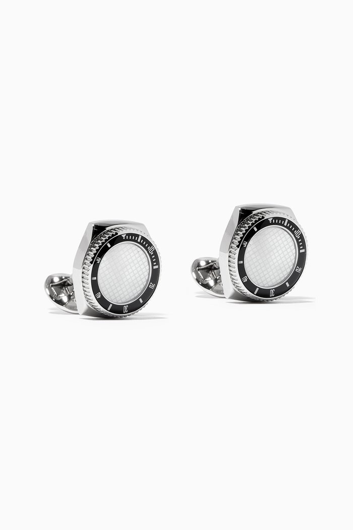 

Rollo Mother of Pearl Cufflinks in Stainless Steel, Silver