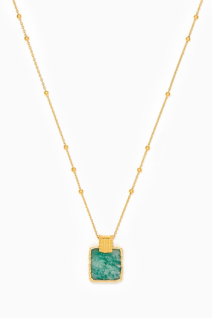 

Amazonite Lena Charm Necklace in 18kt Gold-Plated Sterling Silver, Blue