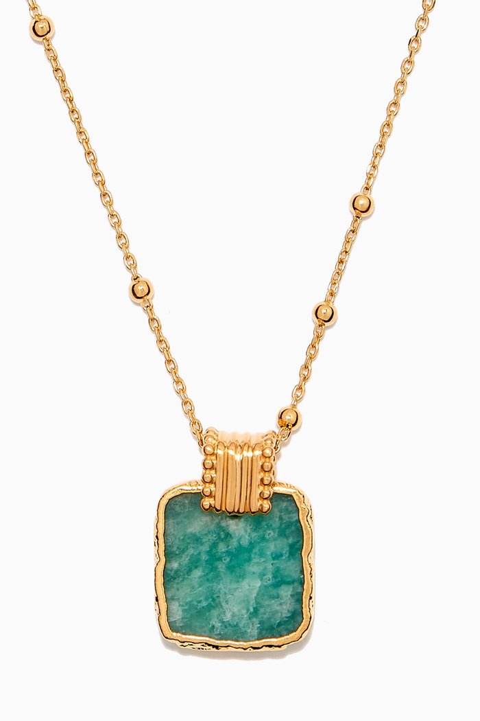 

Lena Charm Necklace in 18kt Gold Vermeil on Sterling Silver, Green