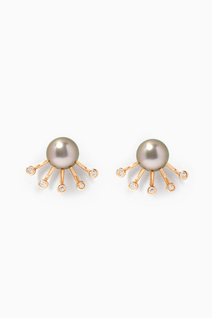 

Zoja Pearl Helios Diamond Earrings in 18kt Rose Gold, Red