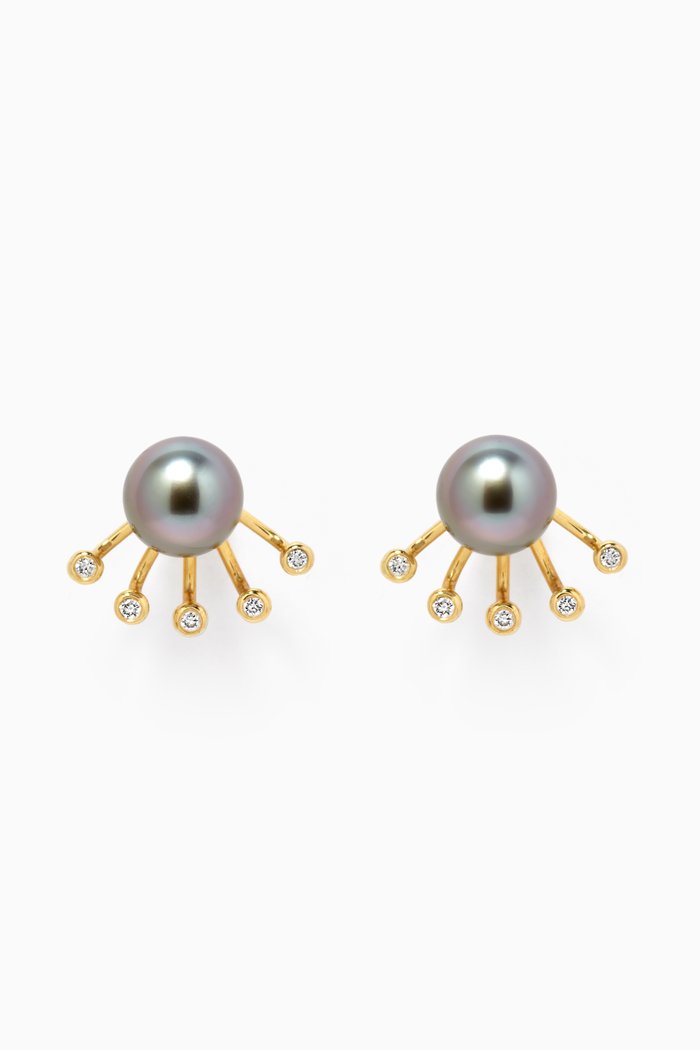 

Zoja Helios Pearl Diamond Earrings in 18kt Yellow Gold